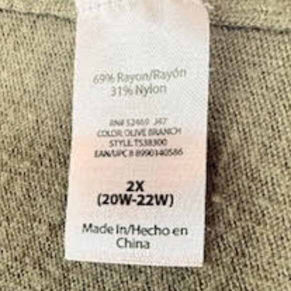 Terra & Sky Olive Green Open Front Longline Cardigan Sweater Women’s Plus 2X - Picture 9 of 10